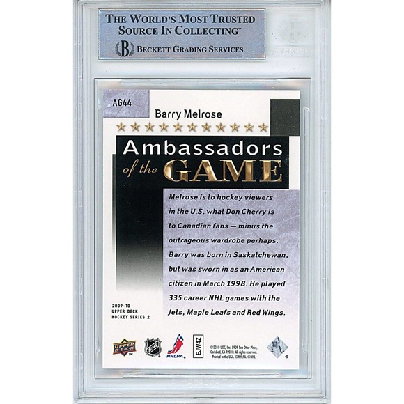 Barry Melrose Signed Hockey Card - 2009-2010 Upper Deck Ambassadors of the Game - Picture 2 of 4